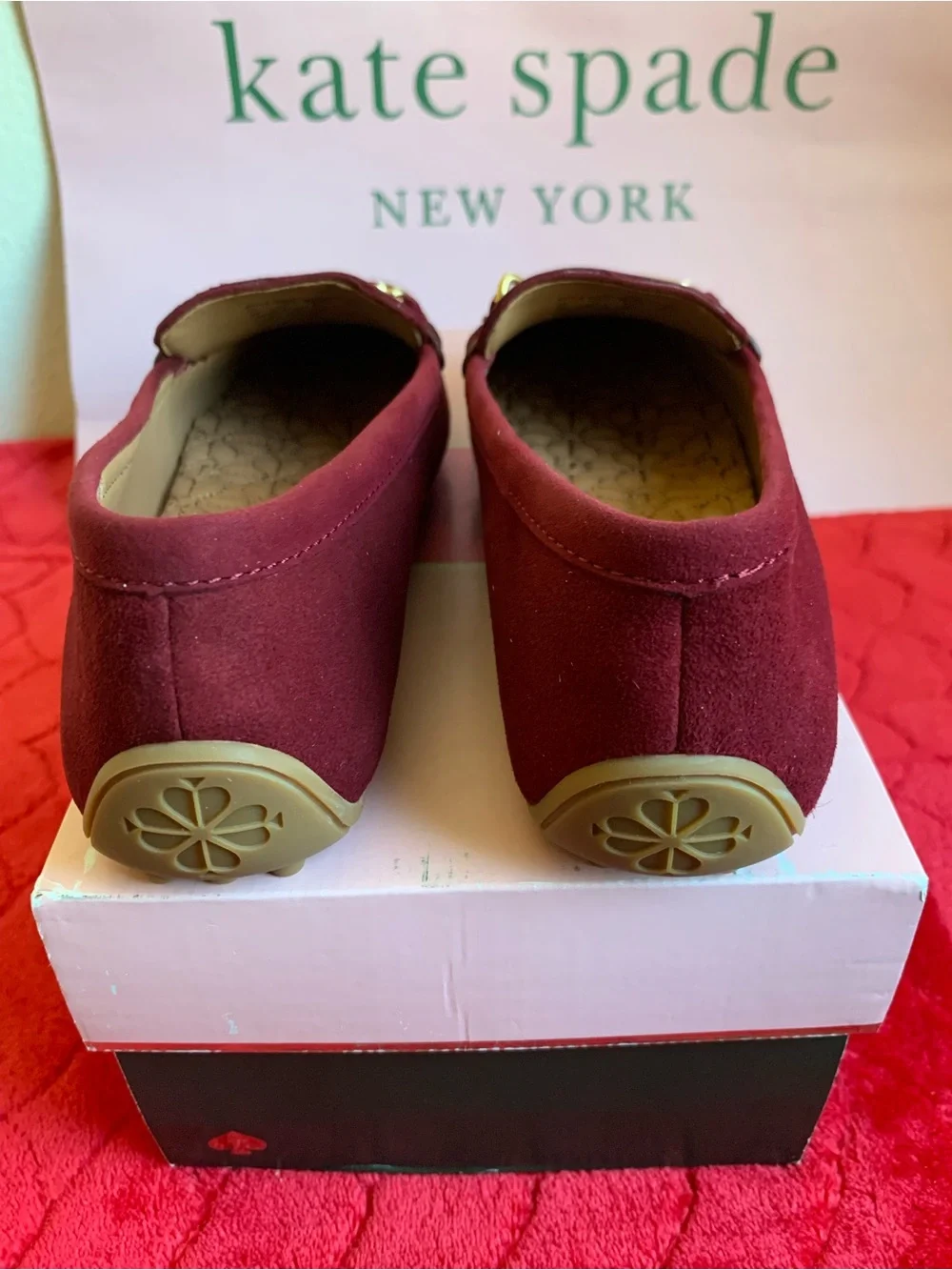 kate spade Brandy Suede Loafers with Gold Hardware s.5 B